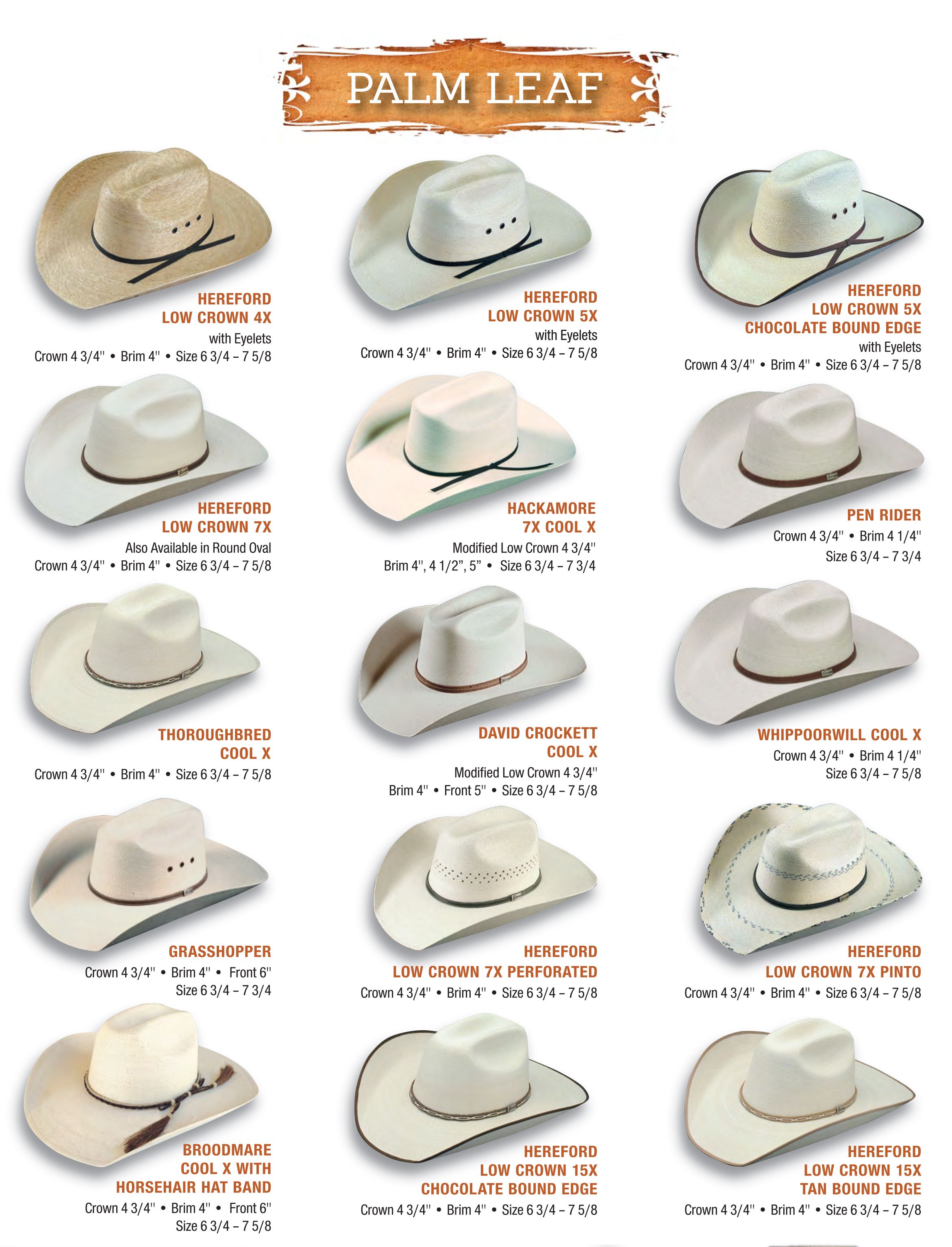cowboy hat style chart